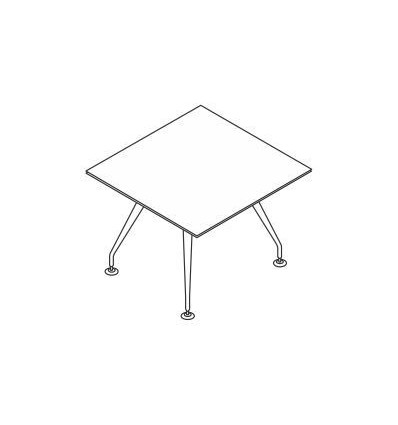 Tavolo riunione con piano in laminato quadrato e gambe coniche